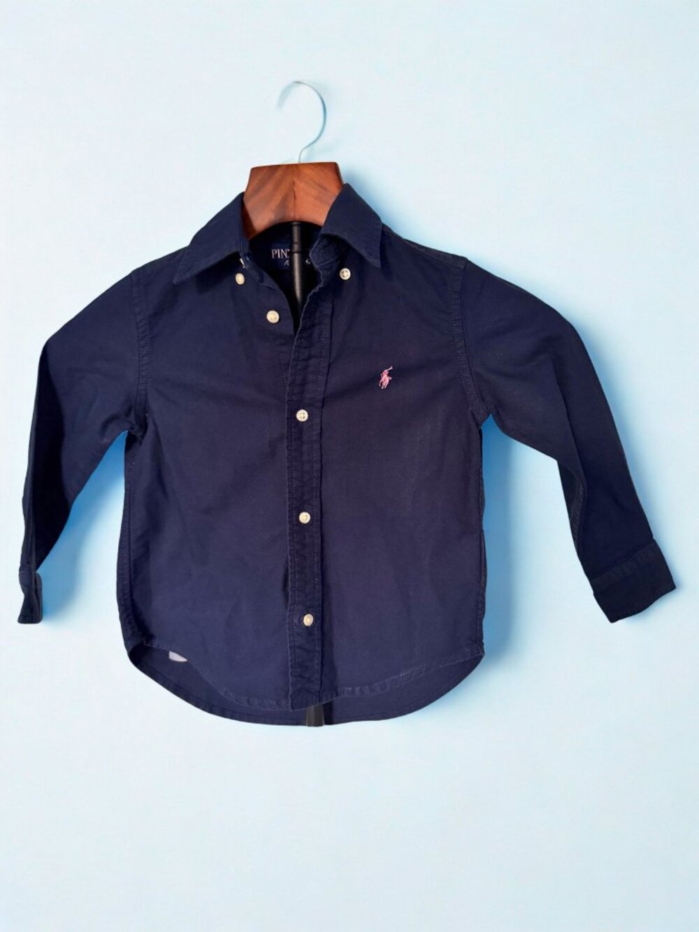 Pink Pony Ralph Lauren Toddler Shirt 3T Navy Cotton Button-Up